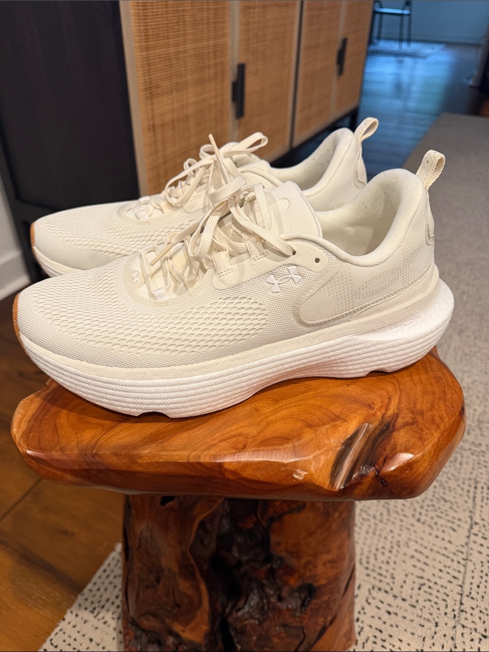 Under Armour HOVR Cream Lace-Up Athletic Running Sneakers